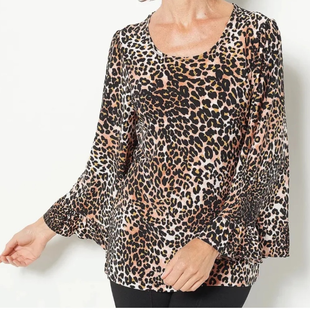 Attitudes by Renee Animal Print Global Illusions Como Jersey Tunic Top / Shirt.